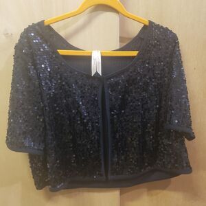 AVENUE LADIES Black Sequin Shrug Size 18-20 EXCELLENT CONDITION!  NEVER USED